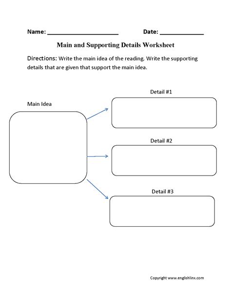 Identifying Main Idea And Supporting Details Worksheets