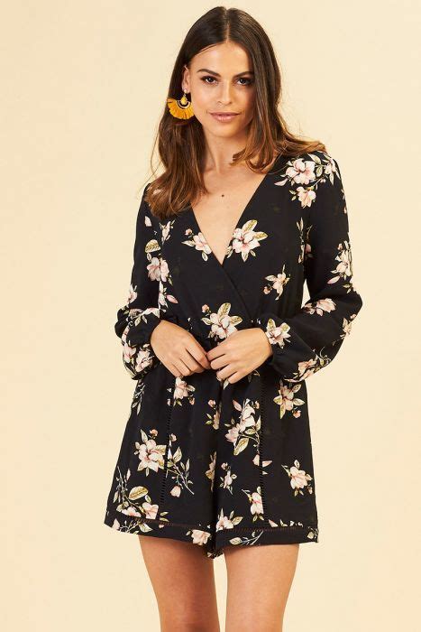 Floral Playsuit Ally Fashion Long Sleeve Skater Dress Velvet Skater Dress Floral Playsuit