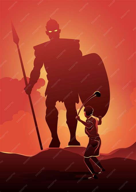 premium vector  illustration  david facing goliath   battle