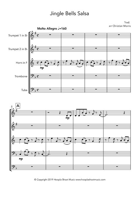 Christian Morris Jingle Bells Salsa Sheet Music For Brass Quintet