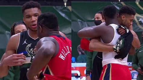 Giannis Vs Zion Williamson Bucks Pelicans Stars Exchange Jerseys