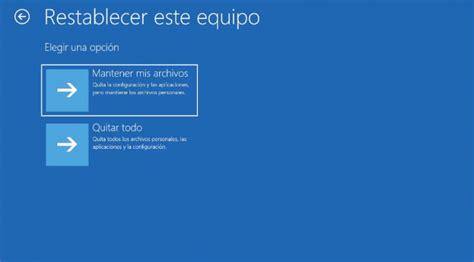 Acceder a las opciones de recuperación de Windows 10 desde la pantalla