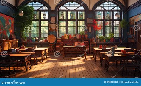 Interior Design of Old School Room Stock Illustration - Illustration of ...