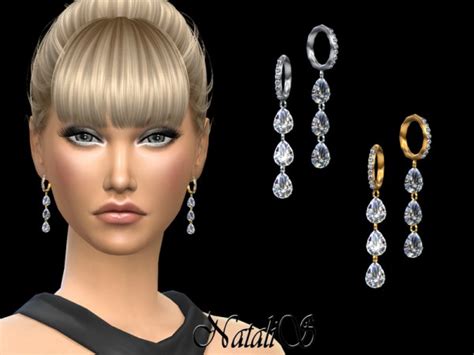 The Sims Resource Pear Cut Diamond Drop Earrings By Natalis Sims