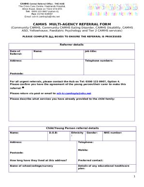 Camhs Multi Agency Referral Doc Template Pdffiller