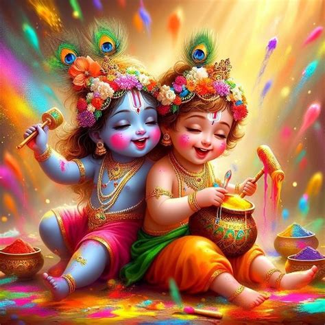 [HD] Krishna Radha Playing Holi Cute Cartoon Pics {50+} - Wishes143.com in 2024 | Happy holi ...