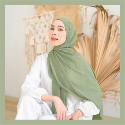 Jual Sage Green Pashmina Ceruty Babydoll Hijab Warna Sage Green