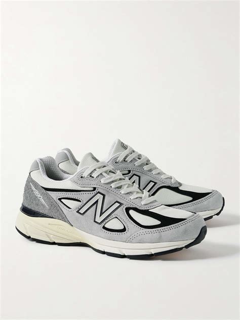 Gray V Leather Trimmed Suede And Mesh Sneakers New Balance Mr