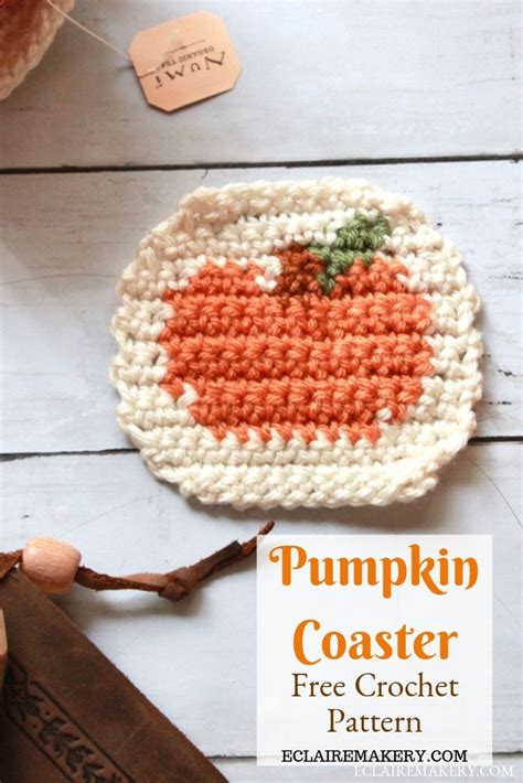 Crochet Pumpkin Coaster Free Intarsia Crochet Pattern E Claire