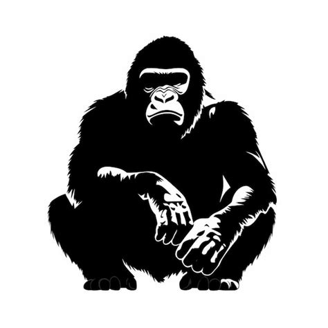 Premium AI Image | A silhouette gorilla sitting on the ground with his ...