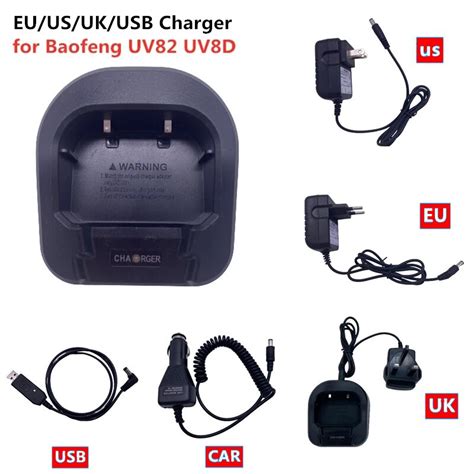 Baofeng Uv Walkie Talkie Eu Usb Car Us Au Uk Battery Charger For