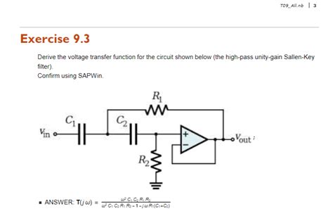 Solved TO9 All Nb3Exercise 9 3Derive The Voltage Transfer Chegg