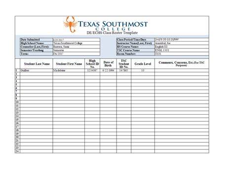 Class Roster Template Excel Spreadsheet | Templates at ...