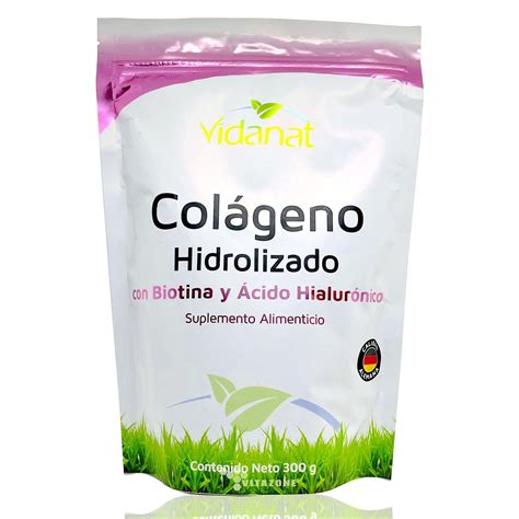 Colágeno Hidrolizado Puro Biotina Acido Hialurónico 300 Grs Vidanat