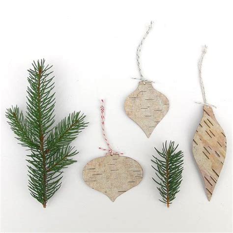 Birch Bark Vintage Bulb Ornaments Eco Christmas Decorations Wood Bulbs