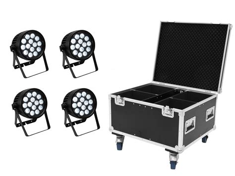 EUROLITE Set 4x AKKU IP PAR 14 HCL QuickDMX Case MaxGear