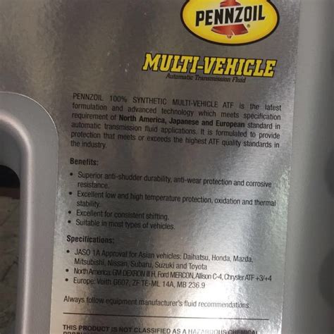 Pennzoil Atf Fully Synthetic Multi Vehicle Auto Accessories On Carousell