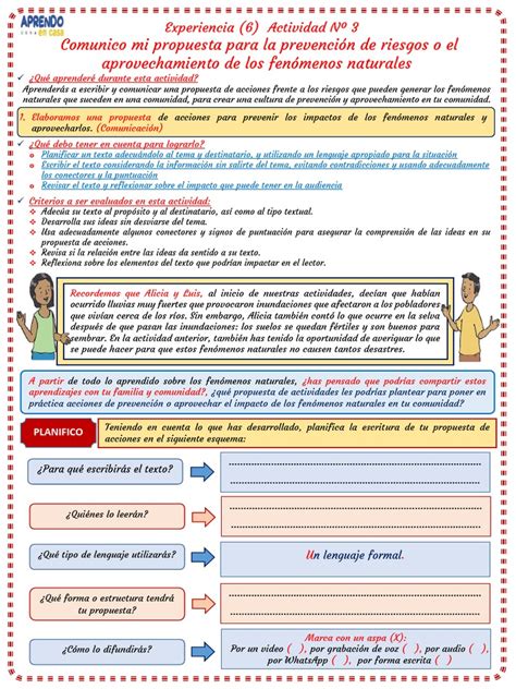 Elaboramos Una Propuesta De Acciones Para Para Prevenir O Aprovechar El