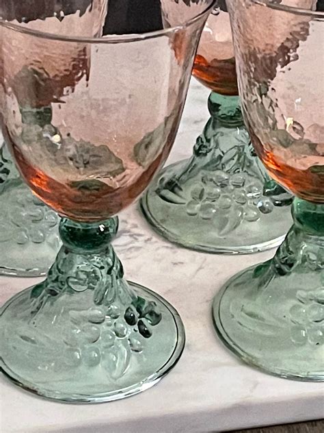 Vintage Pfaltzgraff Garden Party Watermelon Pink Green Goblets Set Of