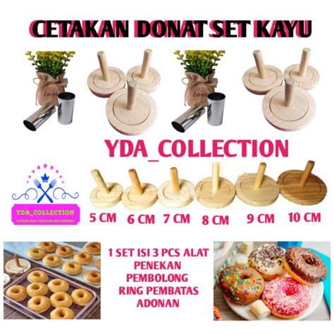 Jual 1 Set Cetakan Donat Kayu Lengkap Dengan Pembolong Dan Penekan