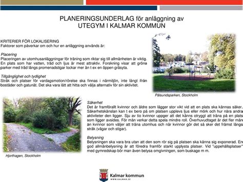 Planeringsunderlag F R Anl Ggning Av Utegym I Kalmar Kommun Pdf