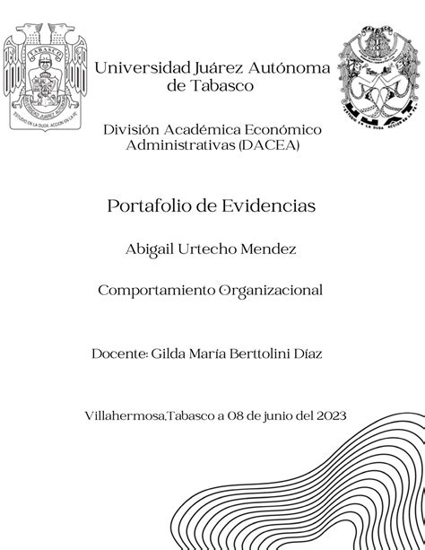 Portafolio de Evidencias UNIVERSIDAD JUÁREZ AUTÓNOMA DE