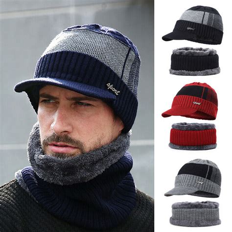 Sunisery Men Winter Warm Hat Knit Beaniebibs Fleece Lined Beanie With