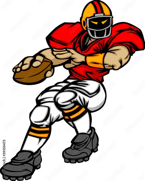 Football Player Quarterback Vector Cartoon Stock Vector | Adobe Stock