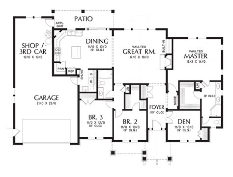 Attractive Craftsman One Story With Sensible Floor Plan Plan 1144eb The Umatilla Is A 1868 Sqft