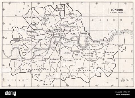 Vintage Map Of London Uk 1930s Stock Photo Alamy