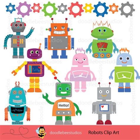 Robots Clipart Robot Clipart Set Robots Clip Art Digital | Etsy