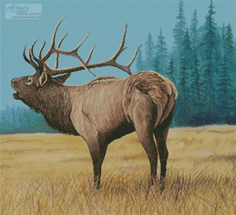 Artecy Cross Stitch Elk Bugler 1 Cross Stitch Pattern To Print Online