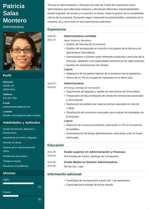 Curriculum Vitae De Administrativo Ejemplos Y Plantillas