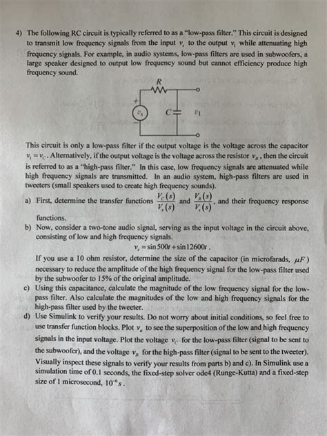 Solved 4 The Following Rc Circuit Is Typically Referred To