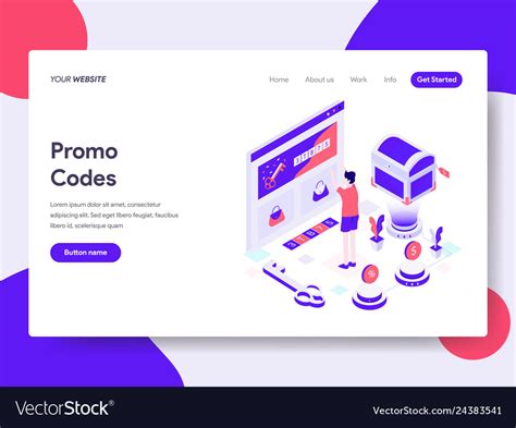 Landing page template of online promo codes Vector Image