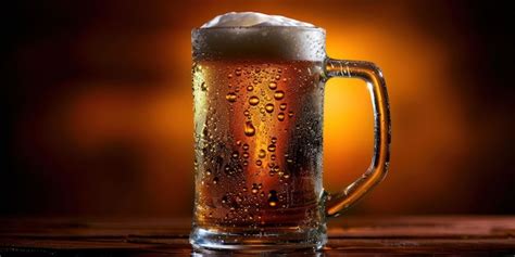 Premium Photo A Frosty Mug Of Beer With Condensation Droplets On The