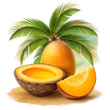 Tropical Fruits With Palm Leaves Clip Art Illustration Tropical Fruit