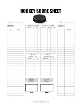 TemplateVault Printable Hockey Score Sheet