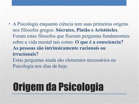 Origem Da Psicologia PPT