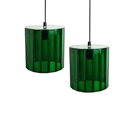 Exclusivelane Handcrafted Cylindrical Hanging Glass Lamp Set Of 2 Buy Exclusivelane