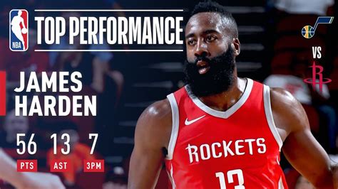 James Harden Scores A Career High 56 Points And 13 Assists Vs The Jazz Every Basket Youtube