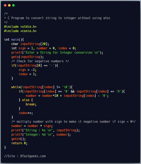 C Programming String To Int C Program To Convert String To Integer