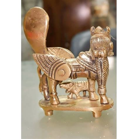 Brass Kamadhenu Cow Calf Statue At Rs 1350 Piece Kamadhenu Cow And