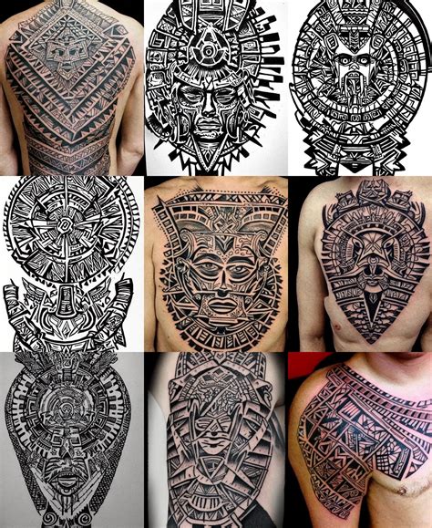 Aztec Tribal Chest Tattoo