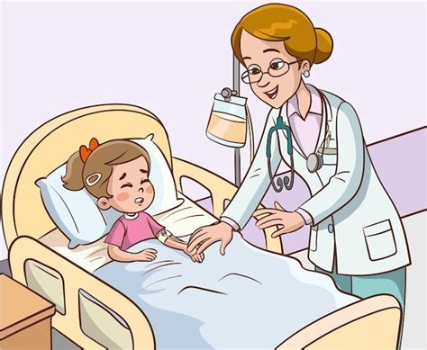 Premium Vector | A sick children and doctor in the hospital vector illustration