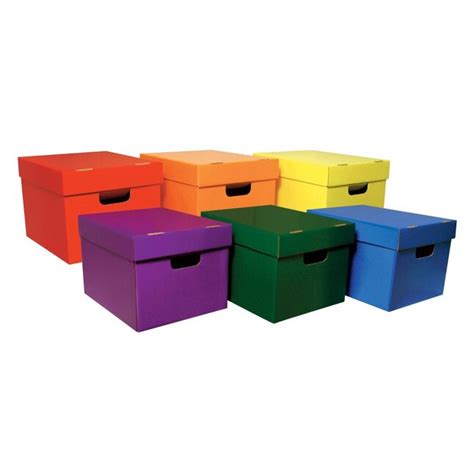 Classroom Keepers Corrugated Cardboard 1 Compartment File Box Pack Of 6 Multiple Colors