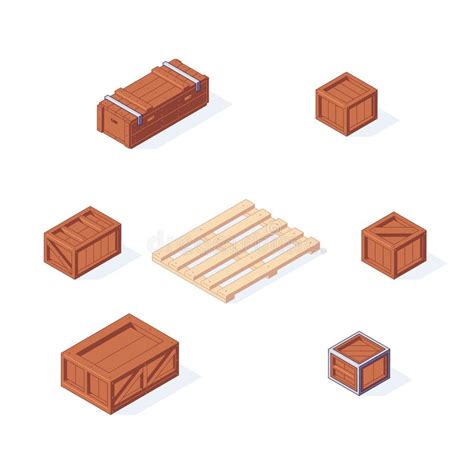 Isometric Boxes Pallet Packages Parcel Mail Goods And Containers For