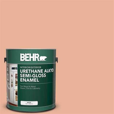 BEHR 1 Gal M210 4 Peach Shortcake Urethane Alkyd Semi Gloss Enamel