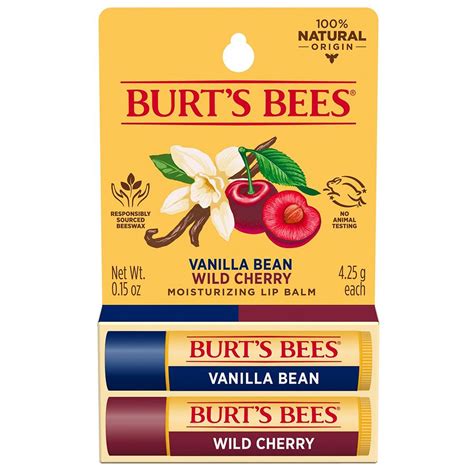 Burt S Bees 100 Natural Moisturizing Lip Balm Wild Cherry And Vanilla Bean Walgreens