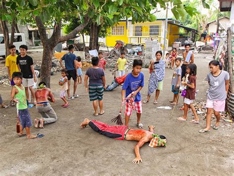 The Crucifixion In Pampanga Holy Week Philippines Bathed In Blood